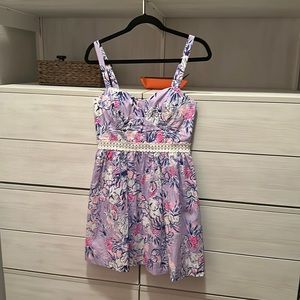 Lilly Pulitzer Sleeveless Mini Dress, Eyelet Band, Summer Perfect Sz. 2 Like New